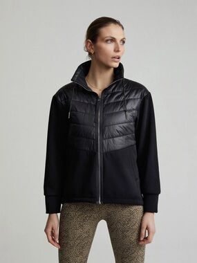 Varley Black Quilted-Front Full Zip Jacket
